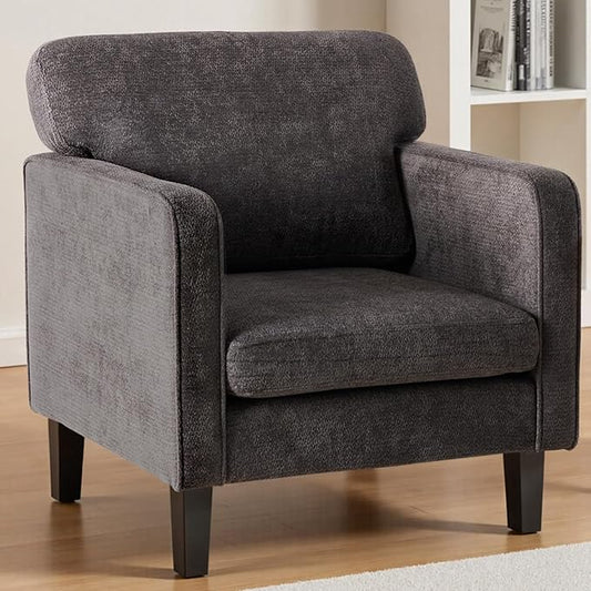 DUMOS Modern Accent Chairs for Living Room, Corner Chairs for Adults, Reading Chair with Armrest and Backrest, Comfy Lounge Chairs for Bedroom Reception Waiting Room, Dark Grey