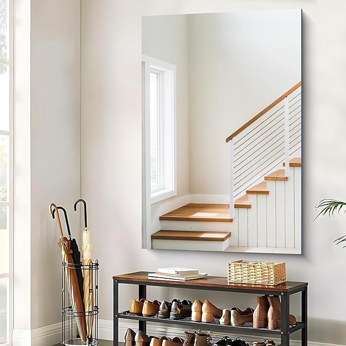 CILIBER Frameless Mirror, 55x36 Mirrors for Wall, Large Bathroom Mirror for Over Sink, Rectangle Frameless Vanity Mirror with Polished Edge, 3mm Tempered Glass, Hangs Horizontally or Vertically