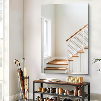 CILIBER Frameless Mirror, 55x36 Mirrors for Wall, Large Bathroom Mirror for Over Sink, Rectangle Frameless Vanity Mirror with Polished Edge, 3mm Tempered Glass, Hangs Horizontally or Vertically