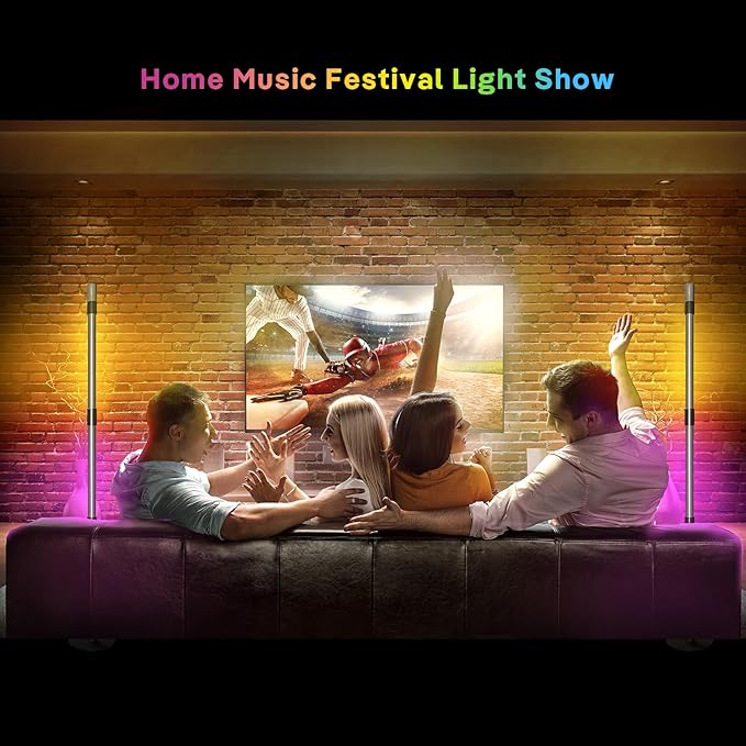 SANBEN RGB+IC Floor Lamp, Smart LED Corner Lamp with Music Sync and 16 Million DIY Colors, App & Remote Control, 360° Rotating Standing Floor Lamp with Spotlight for Bedroom Living Room