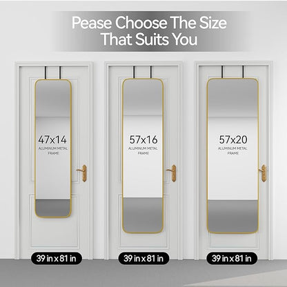 SCWF-GZ 47x14 Mirror Rectangle Full Body Length Door Hanging Wall Mounted Aluminum Alloy Metal Frame Dressing Make-up Mirrors for Entryway Bedroom Bathroom Living Room 47 14 inch Gold