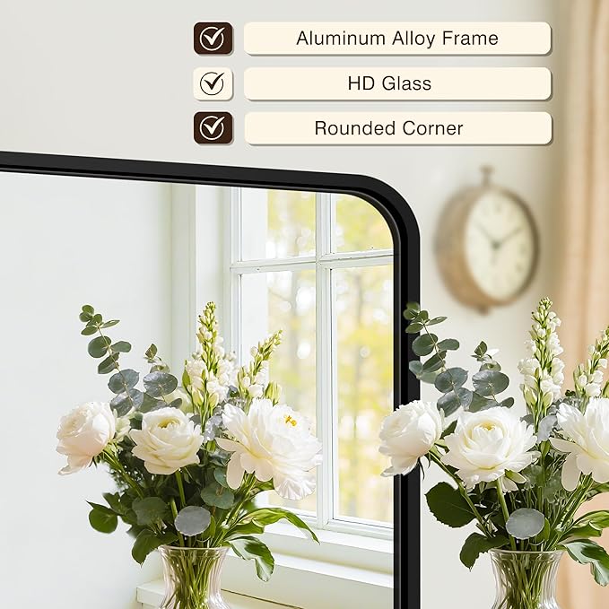 Bathroom Vanity Mirror for Wall, 2-Pack 36"x24" Wall Mounted Bathroom Mirror for Over Sink with Sturdy Metal Frame, Vertical or Horizontal, Living Room, Bedroom, Entryway(Black)