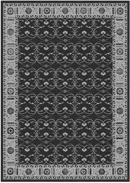 Rugxara Black Rug Area Rugs 5x7, Washable Rugs for Living Room, Vintage Boho Rug for Office, Dining Room, Kids Room and Farmhouse, Durable Low Pile Non-Slip Area Rug for High Traffic Areas(Black 5x7
