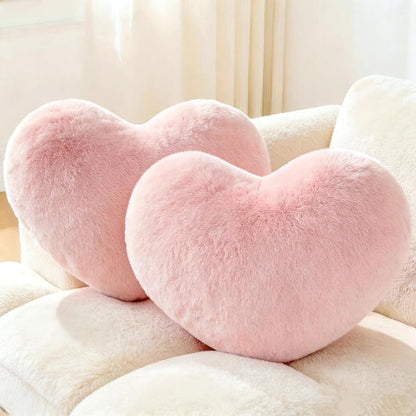 2PCS Throw Pillows Heart Pillow Home Decor Decorative Couch Pillows Bed Pillows Outdoor Pillows Valentine Gifts,Pink 9"*13"