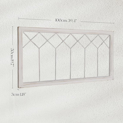 Oakrain Wood Window Frame Wall Art, 39"x 20" Rustic Wall Decor, Farmhouse Window Pane Decor for Wall, Decorative Wall Sculptures for Living Room, Bedroom, Entryway, Hallway, White