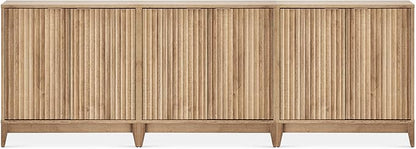 mopio Brooklyn Fluted Storage Cabinet, Modular Accent Buffet Sideboard with Adjustable Shelf, FSC Certified 50lb Load Modern Farmhouse Wood Credenza for Dining, Living Room, Entryway (Oak, Set of 3)