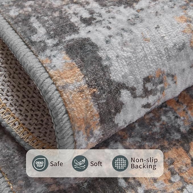 Rugxara Area Rugs 8x10,Large Soft Rugs for Living Room, Washable,Modern Abstract Rugs for Bedroom Dining Room, Non-Slip Foldable Thin Indoor Carpet Stain Resistant(Taupe)