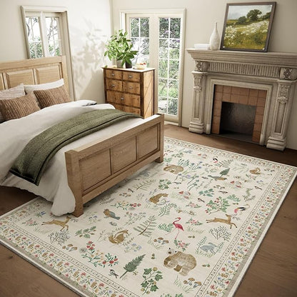 6x9 Area Rugs for Living Room: Washable Bedroom Rug Stain Resistant Non Slip Low Pile Soft Lightweight Soft Carpet Rugs for Kitchen Dining Room Farmhouse Nursery Kids Room Home Office Indoor