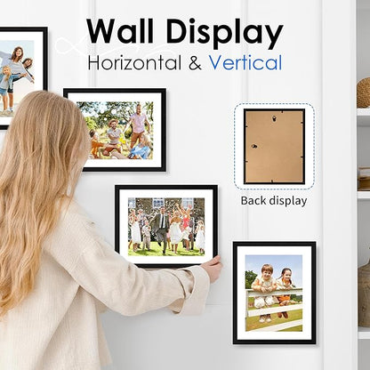 FIXSMITH 8.5x11 Picture Frame Bulk-6 Pack, Photo Frame with HD Plexiglass, Display Pictures 6x8 with Mat or 8.5x11 Without Mat, Black Picture Frames Collage Wall Decor, Gallery Wall Frame