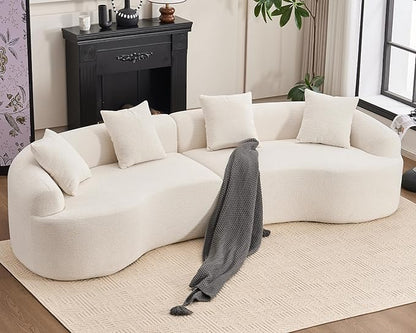 KEIKI Curved Chenille Modular Sectional Couches with Pillows, 4 Seater Oversized Upholstered Luxury Plush Cloud Sofa for Living Room Apartment, Full Compression Sponge,