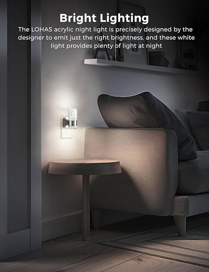 L LOHAS LED Night Light, Plug in Night Light with Auto Light Sensor, Brightness Adjustable with Daylight White 5000K, Wall Sconce-Style Design Nightlight for Bathroom, Hallway, Enterway