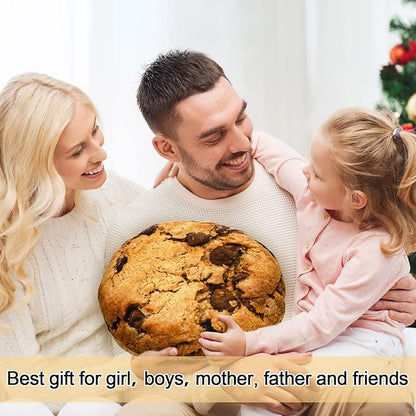 Unittype 2 Pcs 13.4" Chocolate Chip Cookie Pillows Round Throw Pillow Plush 3D Digital Print Funny Food Shaped Soft Stuffed Seat Pad Cushion for Bedroom Couch Sofa Chair Floor Decor Gifts