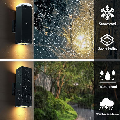 iYogaled Dusk to Dawn Motion Sensor Outdoor Wall Lights, Adjustable Brightness Exterior Light Fixtures with 3 Modes, 25ft Detection Waterproof Aluminum Fixture for Porch, Stairs, Garage, ETL Listed