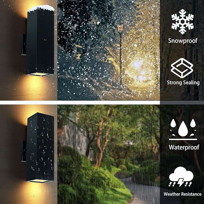 iYogaled Motion Sensor Outdoor Wall Light with 3 Light Modes, Dusk to Dawn Modern Aluminum Sconce with E26 Bulbs, Waterproof Exterior Lighting for Porch, Garage, Patio, Entryway, ETL Listed