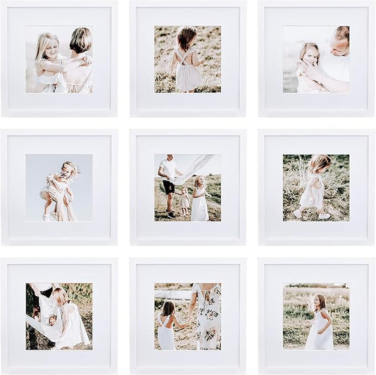 Sheffield Home 9 Piece Gallery Wall Frame Set, 12x12 Inch, White