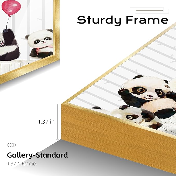 susimond Abstract Canvas Wall Art, Large Modern Painting for Living Room & Bedroom Decor - Ready to Hang (Cartoon Panda, 63" L x 20" W)