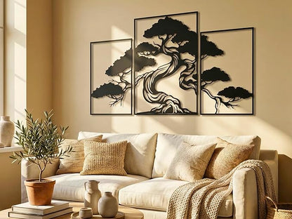 Vailla Tree of Life Wall Art Decor Set of 3 Wall Hanging Sculpture Modern Wall Home Decoration 3D Textured Sculptures for Living Room Bedroom Office Dinnig Room 3 Panels Family Tree Wall Hangings