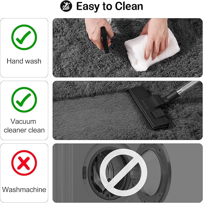 qulint 3x5 Area Rugs for Bedroom, Soft Fluffy Rug for Boys Room Fuzzy Shag Small Carpet for Living Room, Plush Shaggy Modern Alfombras for Nursery Dorm Kid Room Home Decor (3ft x 5ft, Dark Gray)