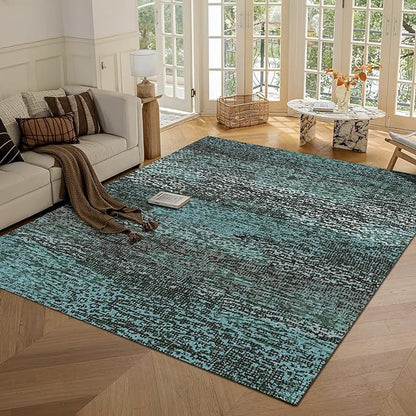 RUGSURE Washable Area Rug - 1/6 Thick - Stain & Water Resistant Non-Slip - Resistant Rug for Living Room, Bedroom, Nursery, Pet & Child Friendly, Vintage Charm Area Rugs (Green, 5' x 7')
