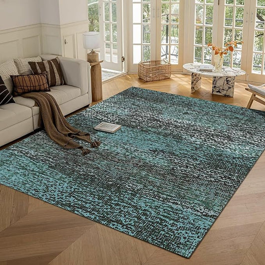 RUGSURE Washable Area Rug - 1/6 Thick - Stain & Water Resistant Non-Slip - Resistant Rug for Living Room, Bedroom, Nursery, Pet & Child Friendly, Vintage Charm Area Rugs (Green, 5' x 7')
