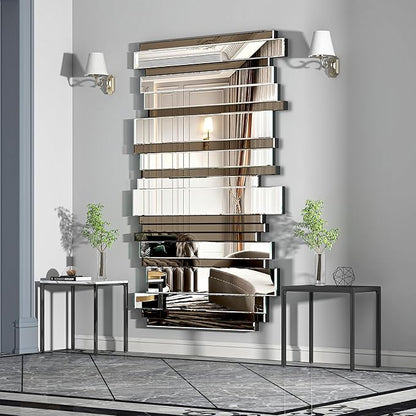 Decorative Mirrors for Wall Decor Large Mirrors for Wall Decor Living Room Silver Mirrors 27×55 inch (Gold Brown)