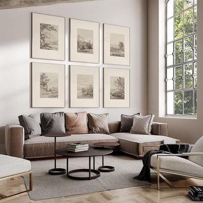 Joocrise Neutral Wall Art Decor Set of 6 Vintage Canvas Wall Art Rustic Farmhouse Wall Art Botanical Prints Country Pictures Neutral Vintage Artwork for Living Room Bedroom 12x16 Inch Unframed