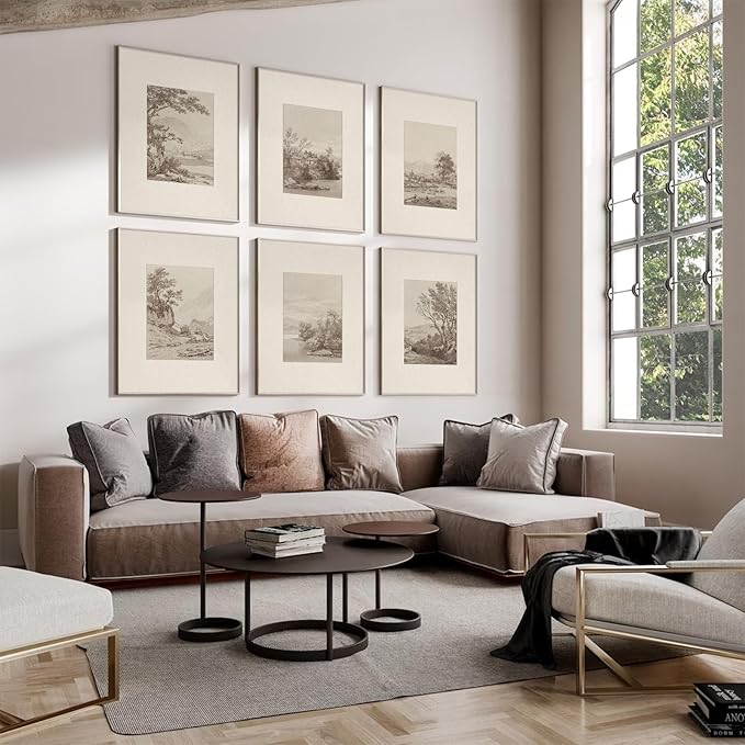 Joocrise Neutral Wall Art Decor Set of 6 Vintage Canvas Wall Art Rustic Farmhouse Wall Art Botanical Prints Country Pictures Neutral Vintage Artwork for Living Room Bedroom 8x10 Inch Unframed