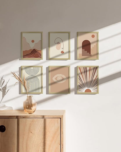 HAUS AND HUES 6x8 Gold Metal Picture Frames - Premium Aluminum with Vertical Hanging & Tabletop Display - Ideal for Home, Office (6x8 in, Gold, Set of 6)