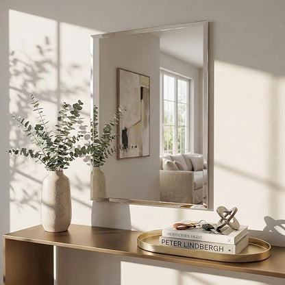 24x36 Inch Frameless Bathroom Mirror with Solid Backing, Large Rectangular Beveled Wall Mirror for Over Sink, Vertical or Horizontal Vanity Mirror for Bathroom, Bedroom, Living Room