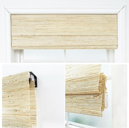 Motorized Bamboo Roman Shades, Motorized Blinds with Remote Compatible with Homekit, Alexa GoogleHome, Smart Wood Woven Shades for Indoor Windows, Customize, Desert Haze