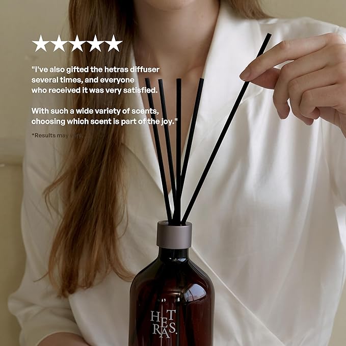 hetras Premium Reed Diffuser Set 16.9 fl.oz. 2 Pack | Black Cherry - Blackcherry Juice & Amber Scent | Long-Lasting Luxury Fragrance with 10 Reed Sticks for Home & Office | Gifts for Loved One
