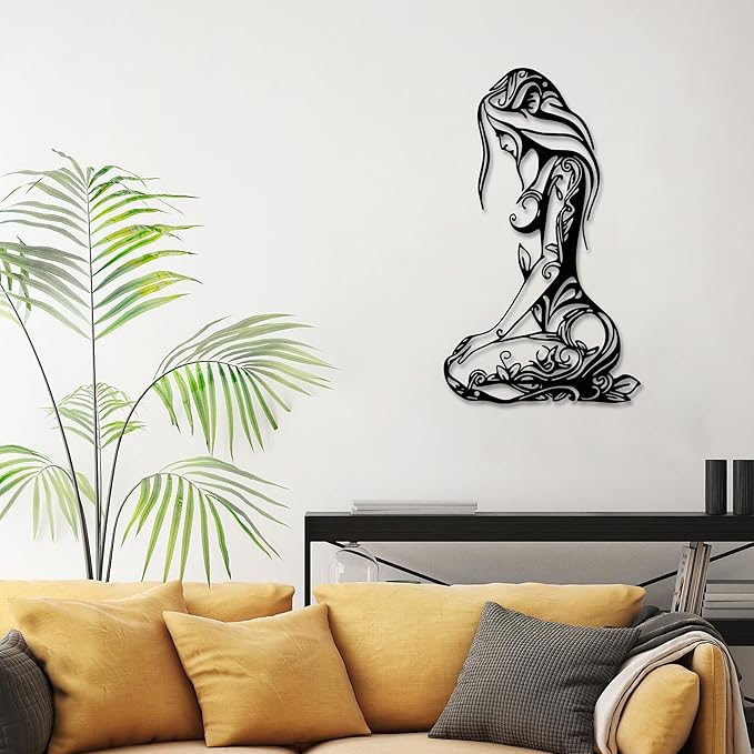 Xedatric Modern Abstract Metal Wall Art-Minimalist Line Sculpture for Bedroom,Living Room,Bathroom-Unique Metal Wall Decor for Home & Office