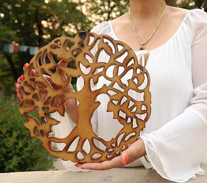 DharmaObjects Handcrafted Wooden Celtic Tree Of Life Wall Decor Hanging Art (Brown)