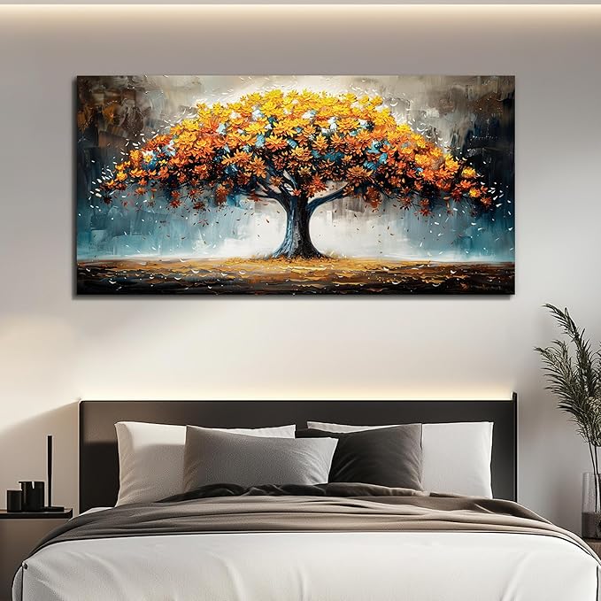 KELIYUAN Large Wall Art For Living Room Canvas Wall Decor For Bedroom Office Restaurant Mural Abstract Tree Landscape Wall Pictures prints Artwork Ready To Hang Modern Aesthetic Home Decor 24x48In