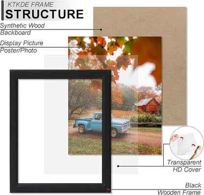 KTKDE 8x8 Picture Frame Set of 5, Black Wooden frames, Wall Hanging for Tapletop Display, Best Square Photo Frame Studio Gallery for Photos, Posters & Art Prints