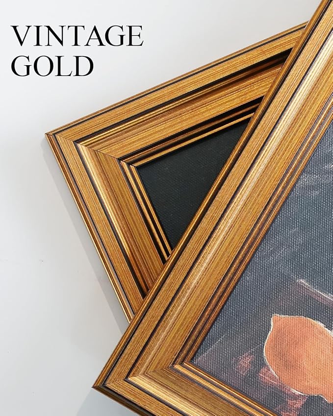 VIYYIEA Vintage Gold Framed Wall Art, Retro Dark Dried Wildflower Canvas, Aesthetic Classic Botanical Baby's Breath Bouquet Pictures, Victorian Wall Decor for Room Gallery Living Room Bathroom,8x10inch