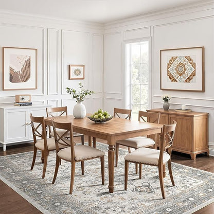5x8 Area Rugs Living Room: Washable Boho Large Neutral Vintage Soft Rug Stain Resistant Distressed Farmhouse Non-Slip Indoor Floor Carpet for Bedroom Nursery Kids Office Dining Room- Taupe