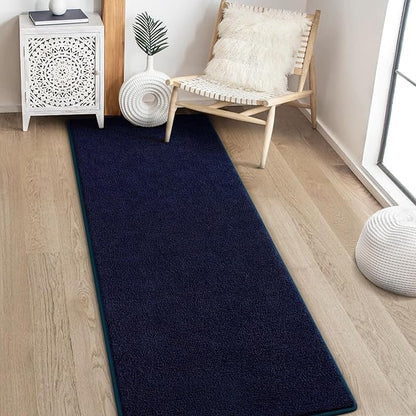 Gifeas Ultra Soft Modern Runner Rugs for Living Room Bedroom, 2x6 Feet Navy Blue Thickened Memory Foam Indoor Solid Minimalist Carpets, Non-Slip Comfy Area Rug for Boys Girls Nursery Room Home Decor