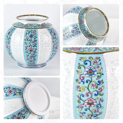 KAMMAK Colored Ceramic Vase, Beautiful Hand-Painted Decorative Vase, Modern Art Porcelain Vase for Flower Mantle Dining Table Centerpiece, Entryway Living Room Wedding Decoration, HYN002