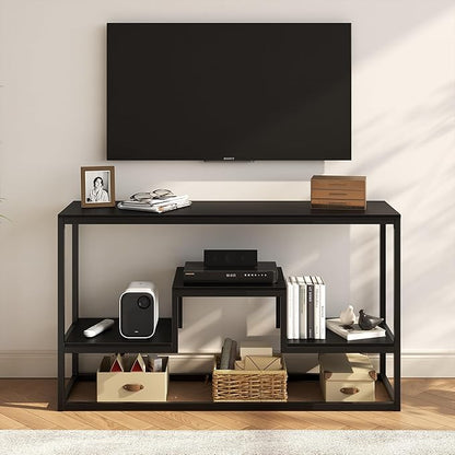 YOUDENOVA TV Stand for TVs up to 65 Inch, TV Console Table with 3-Tier Open Storage Shelves, Modern Industrial Entertainment Center for Living Room, Bedroom, Black