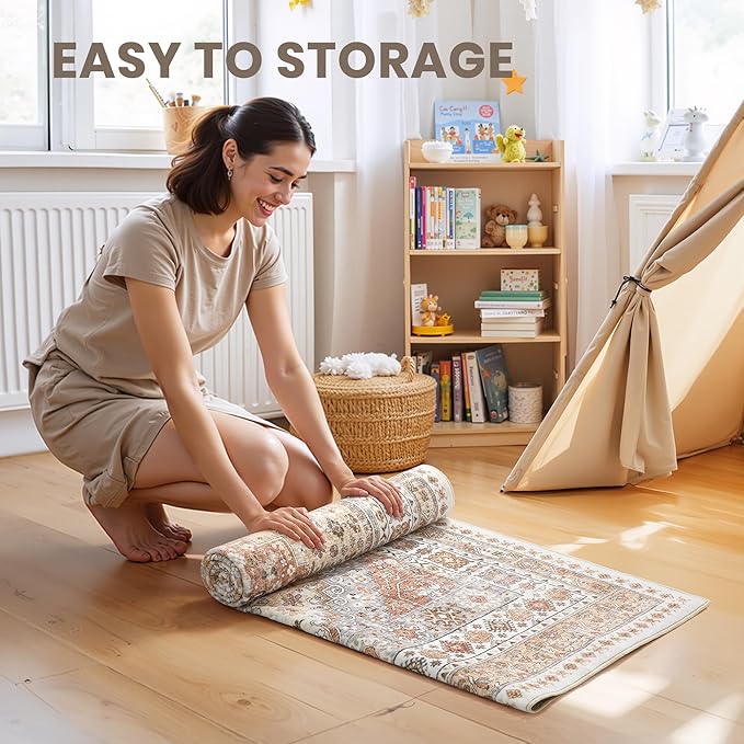 zesthome Washable Runner Rug 2.5x16 - Stain Resistant Entryway Rug,Ultra-Thin Kitchen Rugs, Anti Slip Backing Runner Rugs for Entrance Laundry Room Indoor Hallway (Orange,2.5'x16')