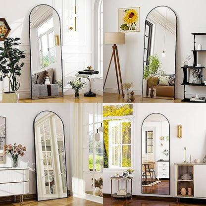 21" x 64"Arched Full Length Mirror - Wall Mounted Floor Mirror- Aluminum Alloy Frame Full Body Mirror for Bathroom Living Room Bedroom and Entryway Black