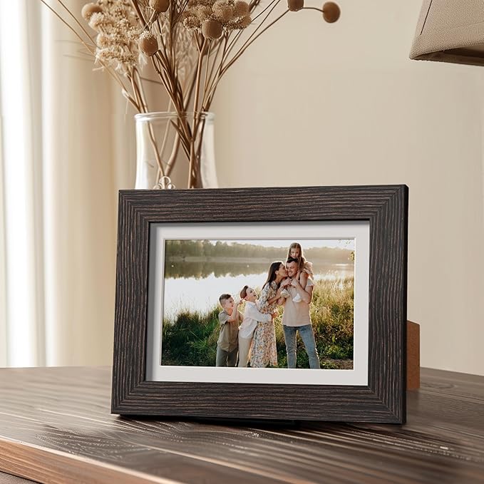 Momentworth 5x7 Picture Frame with Mat for 4x6, Distressed Black Wood Grain 5 x 7 Gallery Wall Picture Frames for Tabletop or Wall Mounting(4 Pack, Black)