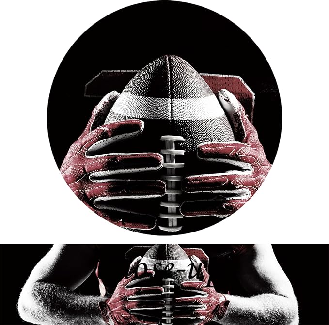 KREATIVE ARTS 20x55 American Football Rugby Canvas Wall Art: Black, White & Red Sports Painting Poster, Framed Gym Picture Print for Home Office, Men Cave Decor, Sport Fan Gift
