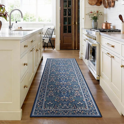 AMADA HOMEFURNISHING Washable Runner Rugs for Hallway, 2x6 Kitchen Rug, Non-Slip & Low-Profile Area Rug, Soft Floral Rug with Durable Edge Binding, Rugs for Entryway Bedroom Kitchen Laundry Bathroom