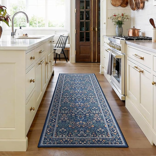 AMADA HOMEFURNISHING Washable Runner Rugs for Hallway, 2x6 Kitchen Rug, Non-Slip & Low-Profile Area Rug, Soft Floral Rug with Durable Edge Binding, Rugs for Entryway Bedroom Kitchen Laundry Bathroom