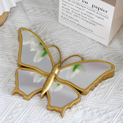 Decorative Butterfly Wall Mirror with Gold Plastic Frame (9.8 x 6.3 inch)