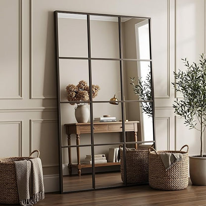 Suidia Wall Mirror, 36" x 55" Window Decorative Mirrors, Metal Framed Wall Decor Wall-Mounted Mirrors for Bedroom, Living Room, Entryway, Bronze