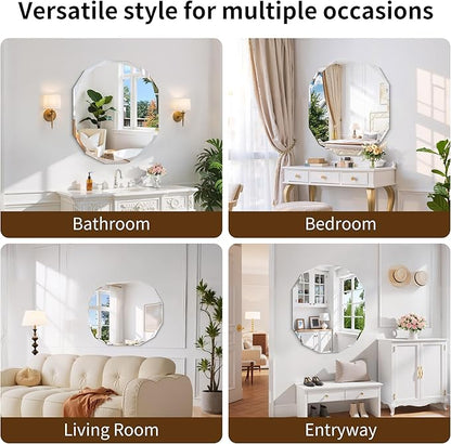 GLASHOM Frameless Bathroom Mirror, 30x36 inch Vanity Mirror Beveled Edge Wall Mounted, Modern Frameless Mirror for Bathroom, Living Room, Entryway Mirror Horizontal or Vertical