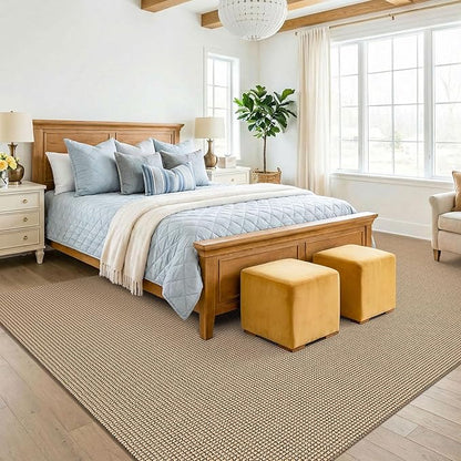 KOZYFLY Farmhouse 7.5x10 Rugs for Living Room, Non Slip Woven Area Rugs, Braided Floor Carpet for Entryway, Kitchen, Bedroom, Dining Room, Office, Cotton Rug Indoor Decor, Orange Beige/Tan/Brown